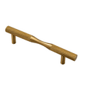 Brushed brass knurled cabinet handle, 128mm centres, on marble surface