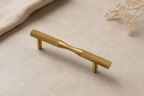 Brushed Brass Knurled Cabinet Handle | Solid Brass | 128mm Centres