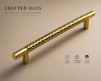 Premium solid brass kitchen cabinet handle with hand-hammered finish